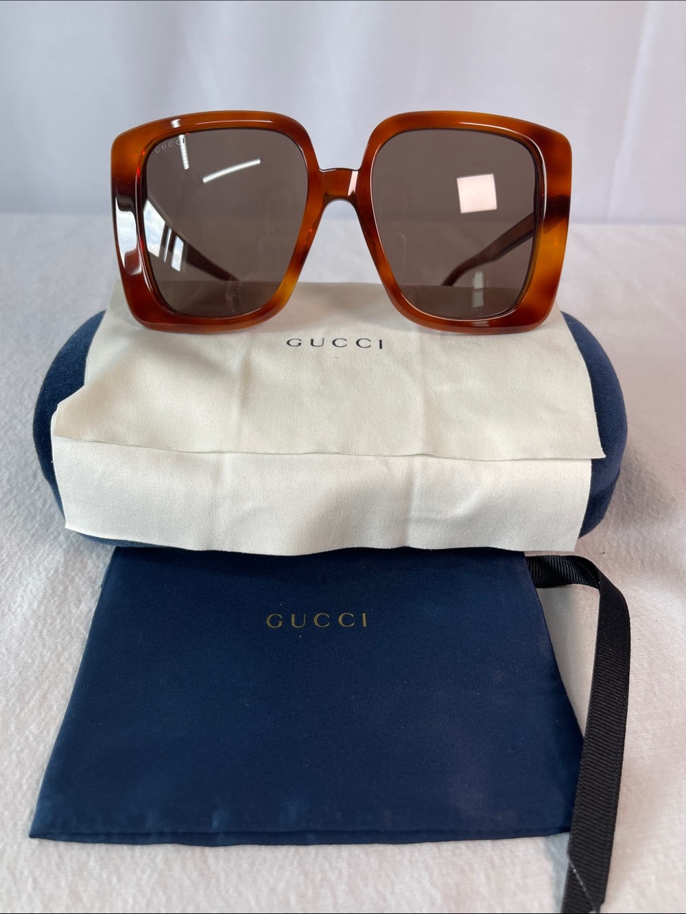 Gucci Brown Tortoiseshell Oversized Square Women's Sunglasses